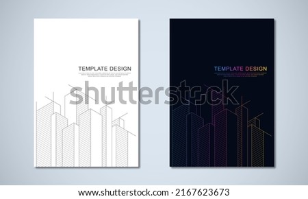 Architectural drawing with building construction for the book cover, brochure, flyer, poster, presentation, and other design