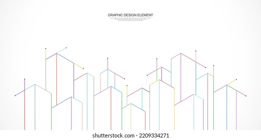 Architectural drawing with building construction. Creative vector illustration