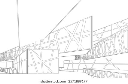 Architectural drawing of a building vector illustration
