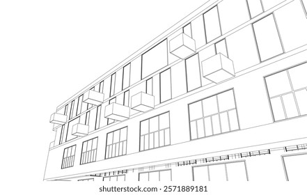 Architectural drawing of a building vector illustration