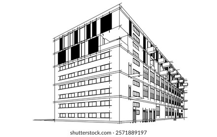 Architectural drawing of a building vector illustration