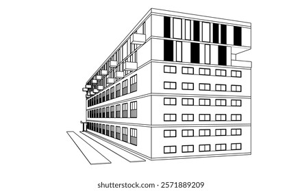 Architectural drawing of a building vector illustration