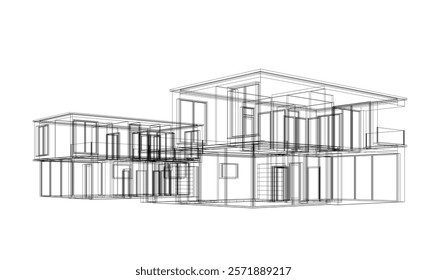 Architectural drawing of a building vector illustration