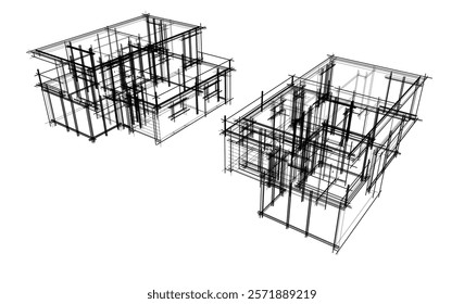 Architectural drawing of a building vector illustration