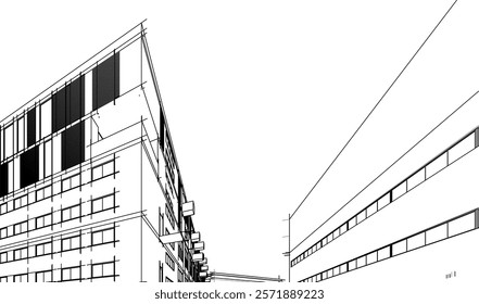 Architectural drawing of a building vector illustration