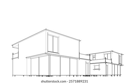 Architectural drawing of a building vector illustration