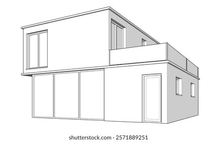 Architectural drawing of a building vector illustration