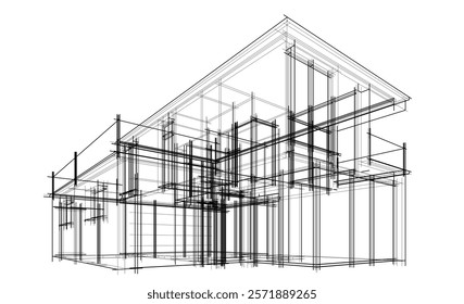Architectural drawing of a building vector illustration