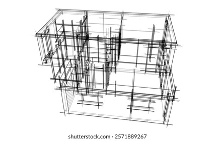 Architectural drawing of a building vector illustration