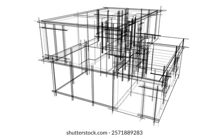 Architectural drawing of a building vector illustration