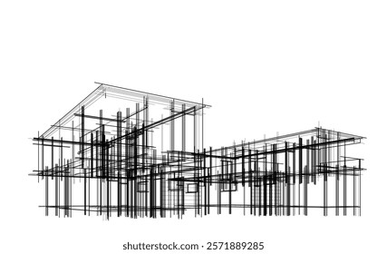 Architectural drawing of a building vector illustration