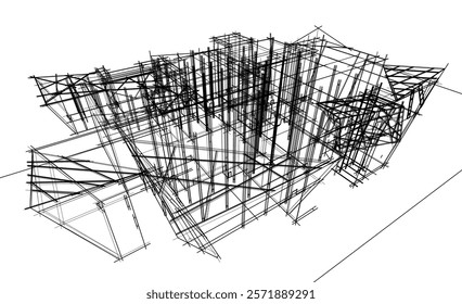 Architectural drawing of a building vector illustration