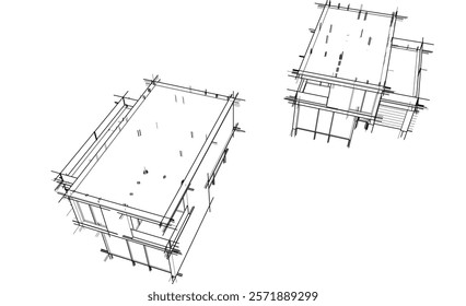 Architectural drawing of a building vector illustration