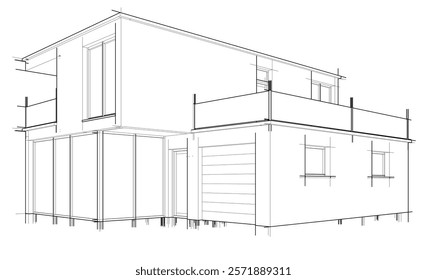 Architectural drawing of a building vector illustration