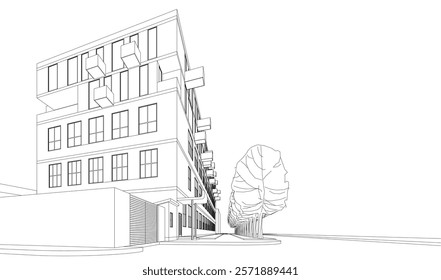 Architectural drawing of a building vector illustration