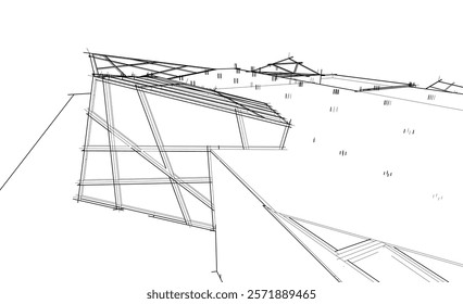 Architectural drawing of a building vector illustration