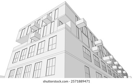 Architectural drawing of a building vector illustration