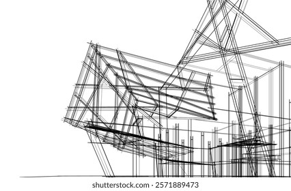 Architectural drawing of a building vector illustration