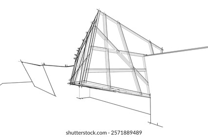 Architectural drawing of a building vector illustration