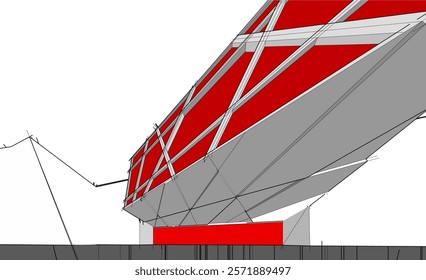 Architectural drawing of a building vector illustration