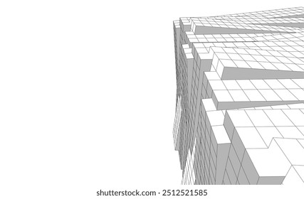 Dibujo arquitectónico fondo digital 3d renderizado