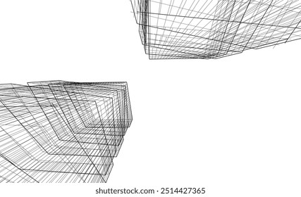Architectural drawing digital backgroud 3d rendering