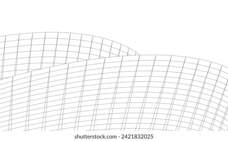 Dibujo arquitectónico. Fondo 3d futurista