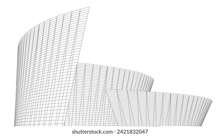 Architectural drawing. Futuristic 3d background