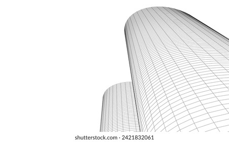 Dibujo arquitectónico. Fondo 3d futurista