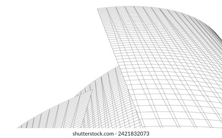 Architectural drawing. Futuristic 3d background