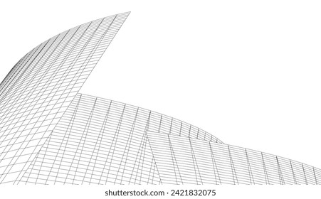 Dibujo arquitectónico. Fondo 3d futurista