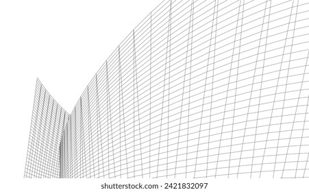 Architectural drawing. Futuristic 3d background