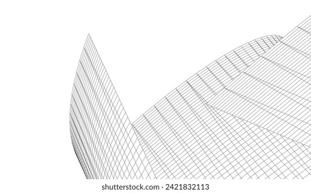 Dibujo arquitectónico. Fondo 3d futurista
