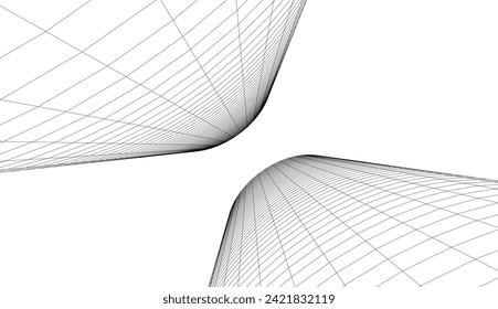 Architectural drawing. Futuristic 3d background