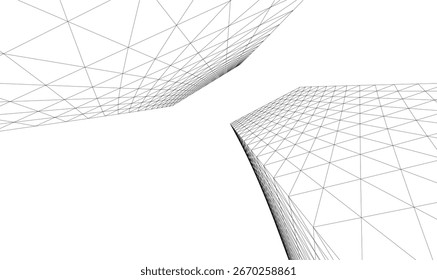 Dibujo arquitectónico. Fondo 3d futurista
