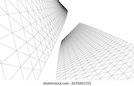 Architektonische Zeichnung. Futuristischer 3D-Hintergrund