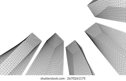 Dibujo arquitectónico. Fondo 3d futurista