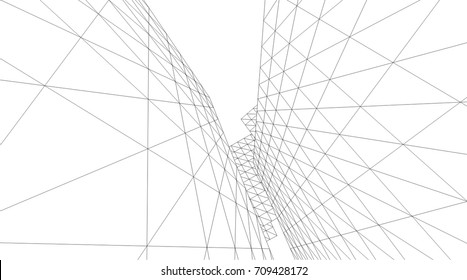 Dibujo arquitectónico. Fondo futurista