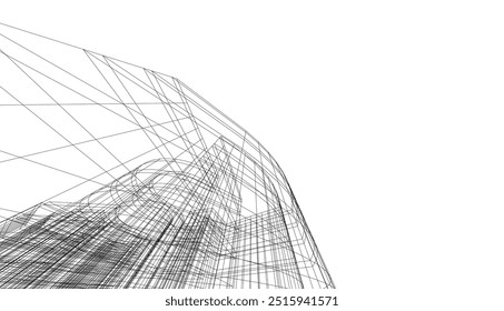 Dibujo arquitectónico. Ilustración vectorial de fondo futurista