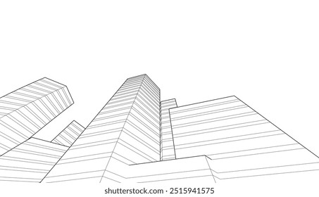 Architectural drawing. Futuristic background vector illustration