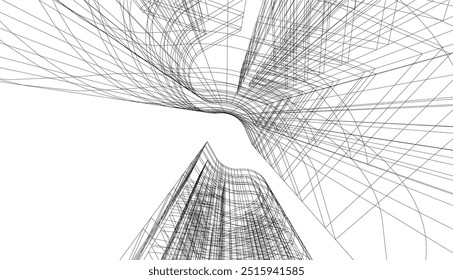 Architektonische Zeichnung. Futuristische Hintergrund, Vektorgrafik