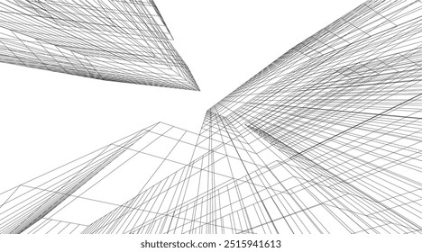 Dibujo arquitectónico. Ilustración vectorial de fondo futurista