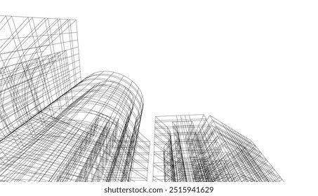 Dibujo arquitectónico. Ilustración vectorial de fondo futurista