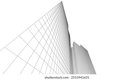 Dibujo arquitectónico. Ilustración vectorial de fondo futurista