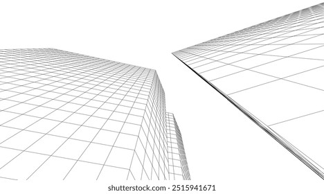 Dibujo arquitectónico. Ilustración vectorial de fondo futurista