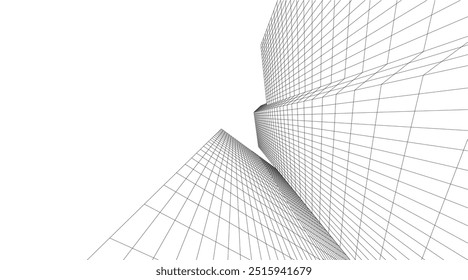 Desenho arquitetônico. Ilustração de vetor de fundo futurista