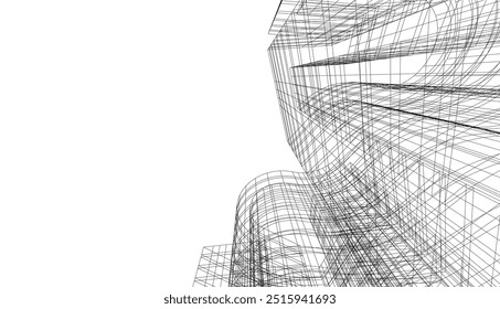 Architectural drawing. Futuristic background vector illustration