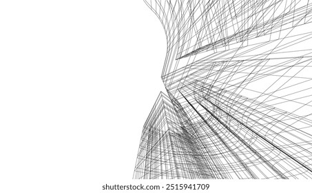 Dibujo arquitectónico. Ilustración vectorial de fondo futurista