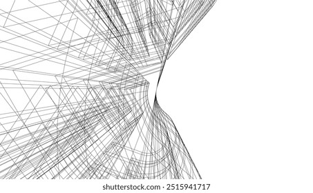 Dibujo arquitectónico. Ilustración vectorial de fondo futurista
