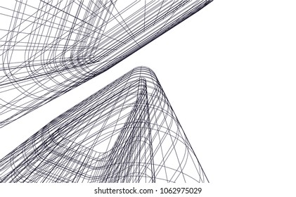 Architectural drawing. Geometric  3d background